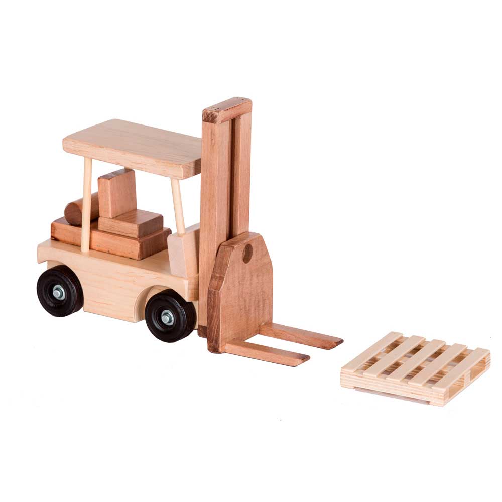 Amish Wooden Toy Forklift w/ 1 Pallet