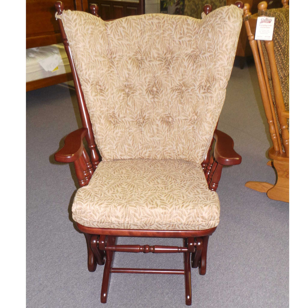 Amish High Wing Back Cushion Glider Rocker