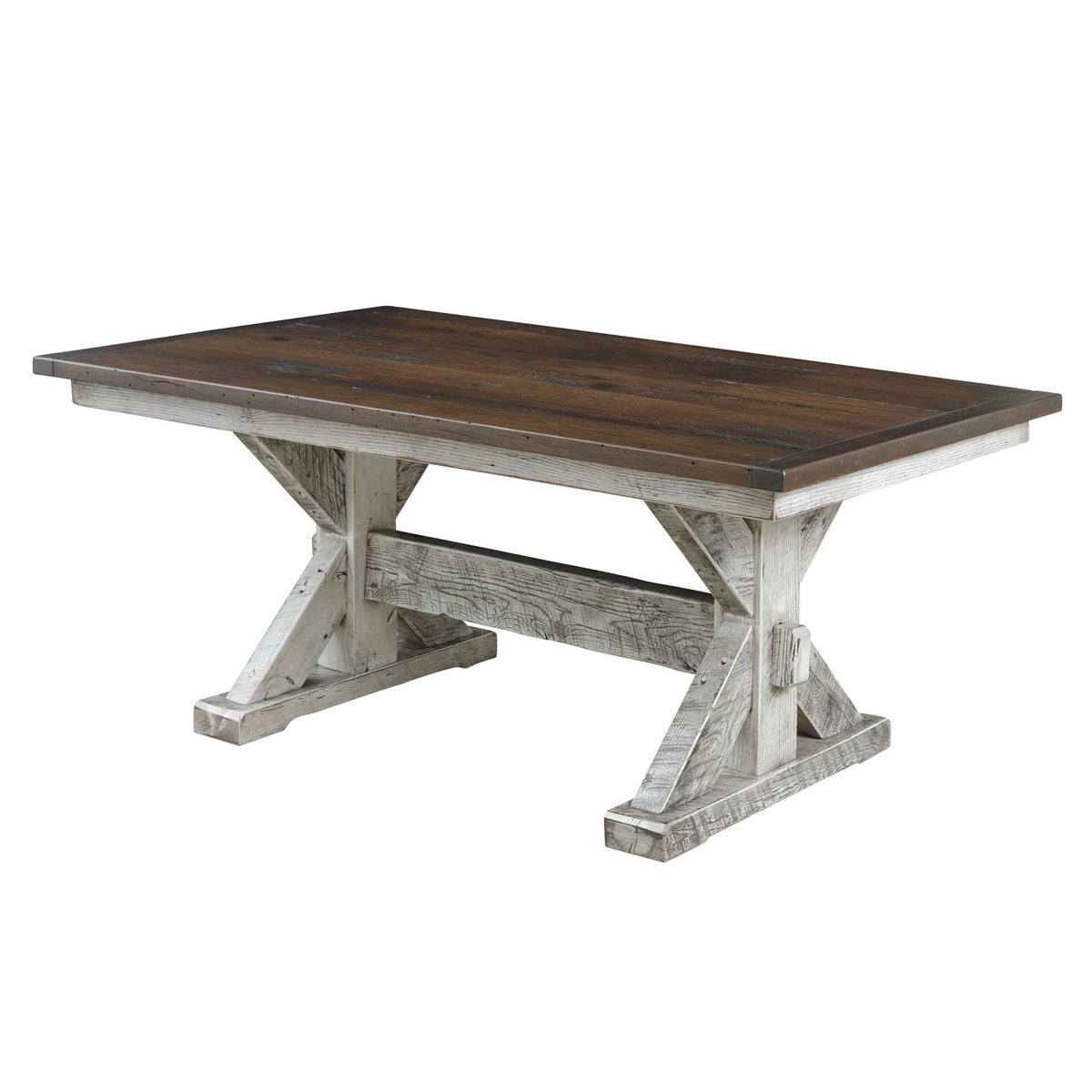 Amish Durango Reclaimed Barnwood Trestle Farm Dining Table