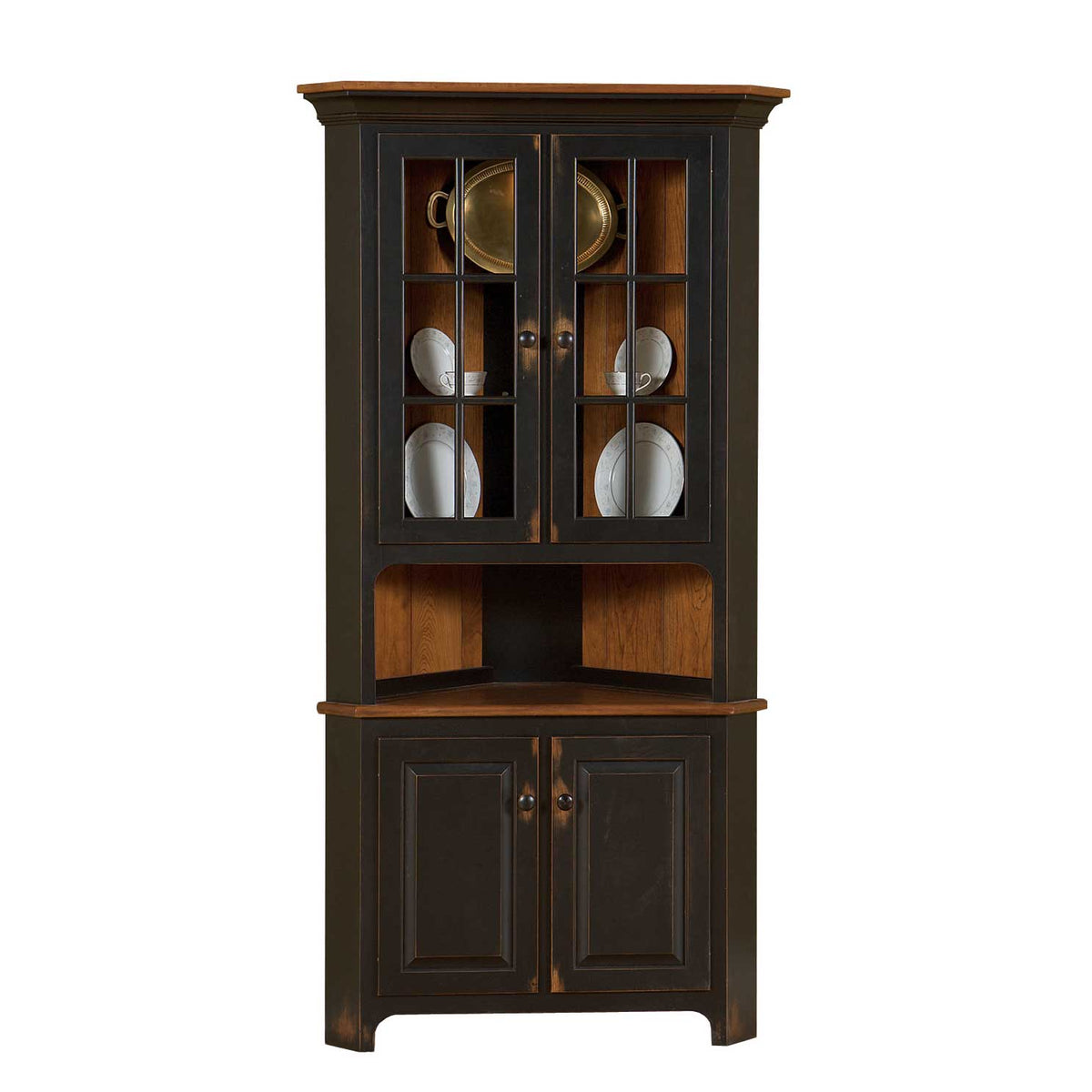 Plymouth Amish Solid Wood China Corner Hutch