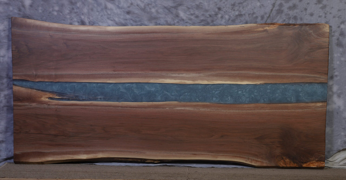 Amish walnut 41&quot; - 45&quot; wide x 96&quot; long x 2&quot; thick Live Edge River Slab