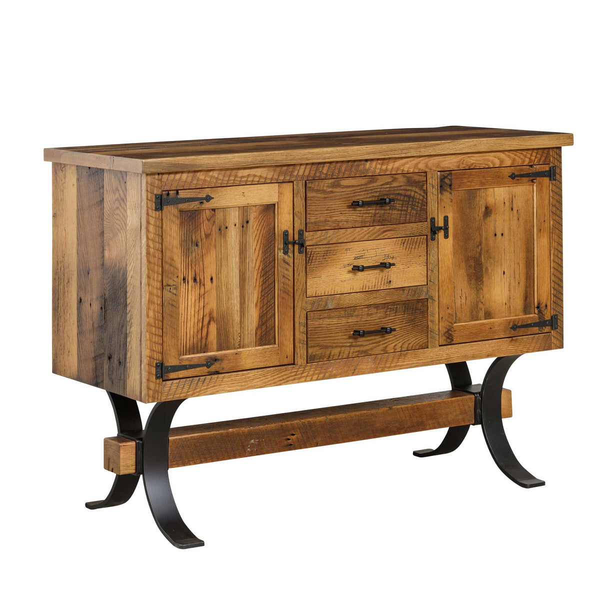 Servidor de comedor Barnwood recuperado con estructura de madera Amish