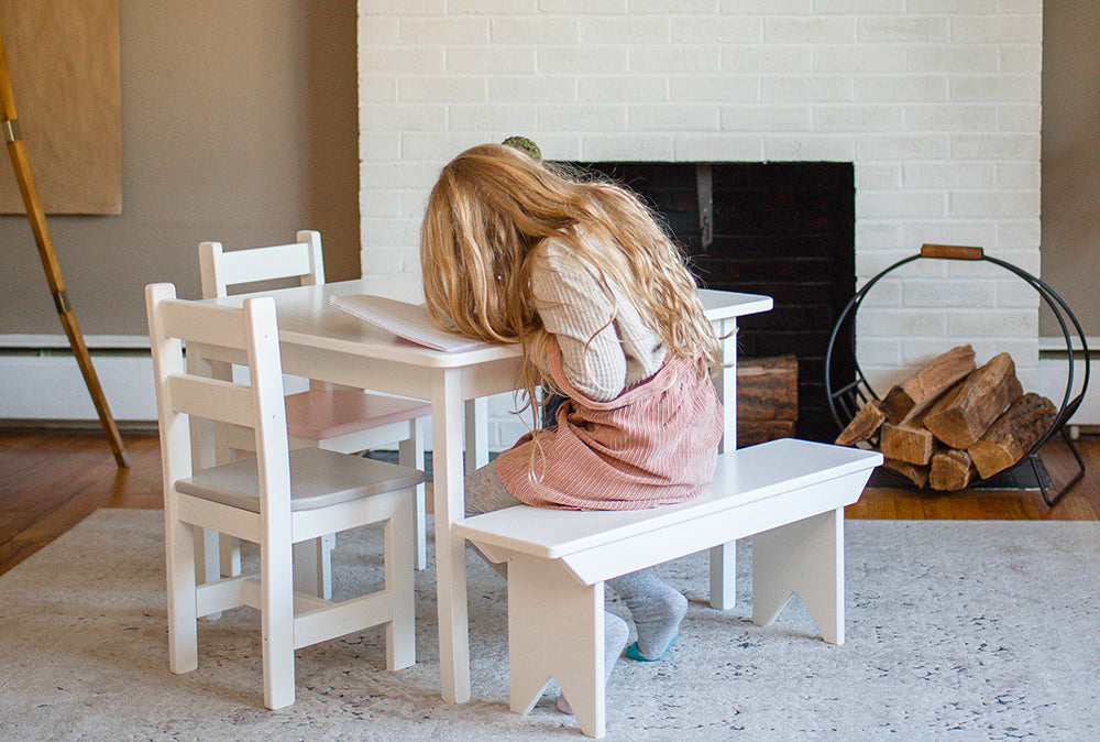 Amish Rectangle Kid&#39;s Table Set with 2 Chairs &amp; Bench