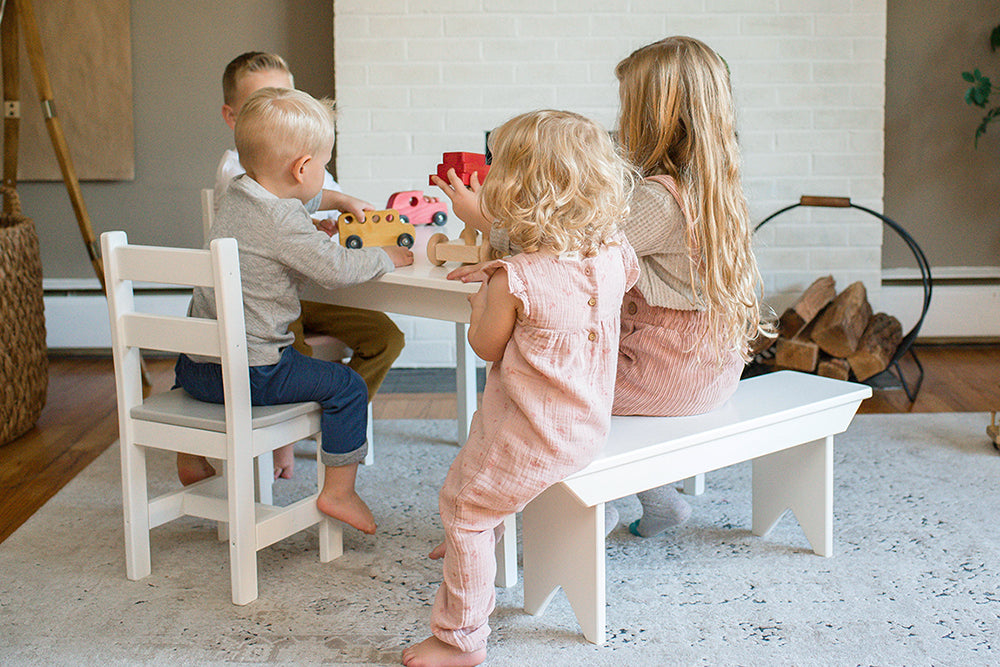 Amish Rectangle Kid&#39;s Table Set with 2 Chairs &amp; Bench