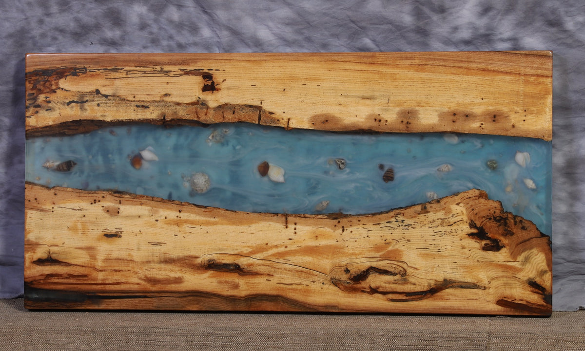 Live Edge Slab hickory river shell 21&quot; x 42&quot; x 2&quot; thick for Rectangular Coffee Table