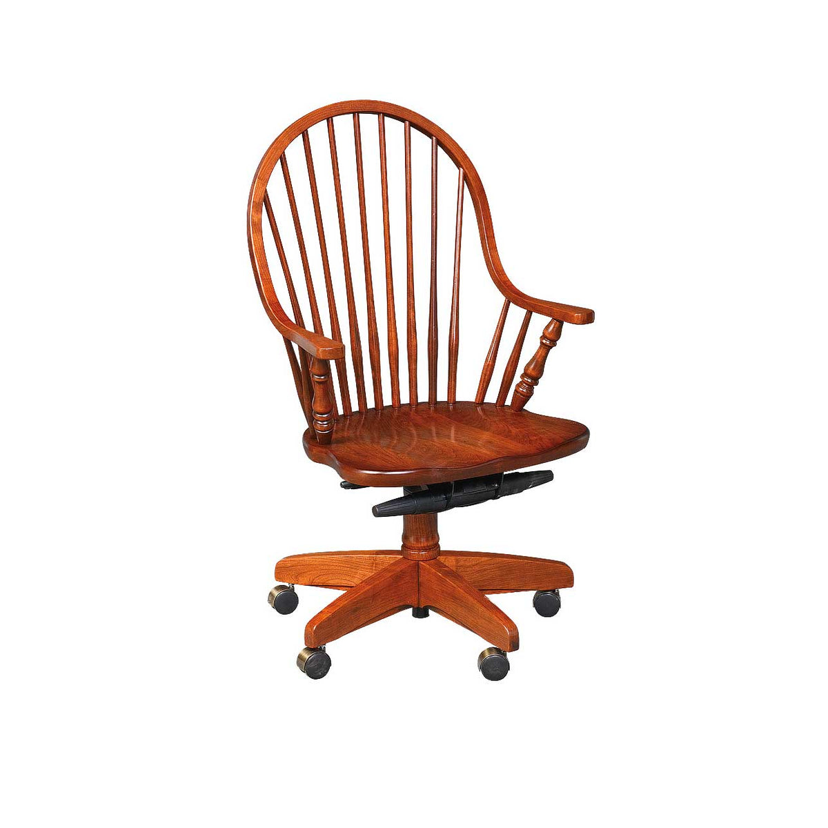 Amish New England Continuous Arm Wood Windsor Desk Chair