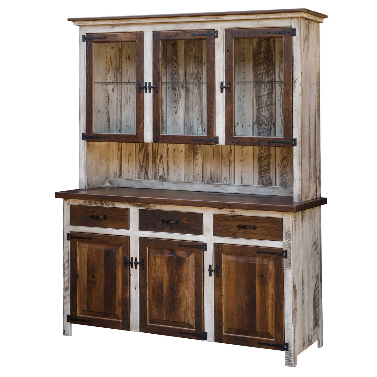 Amish Uptown Reclaimed Barnwood 3-Door Dining Hutch