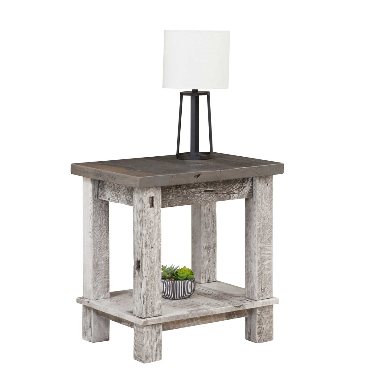 Amish Millburg Reclaimed Barnwood Rustic End Table