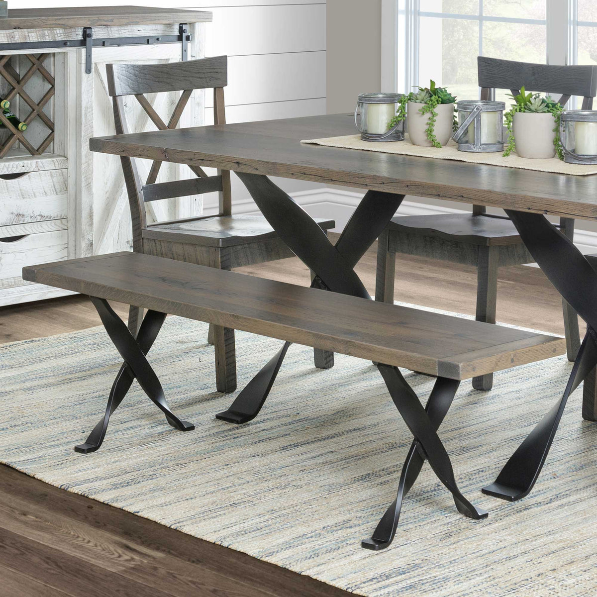 Amish Brandywine Reclaimed Trestle Dining Bench