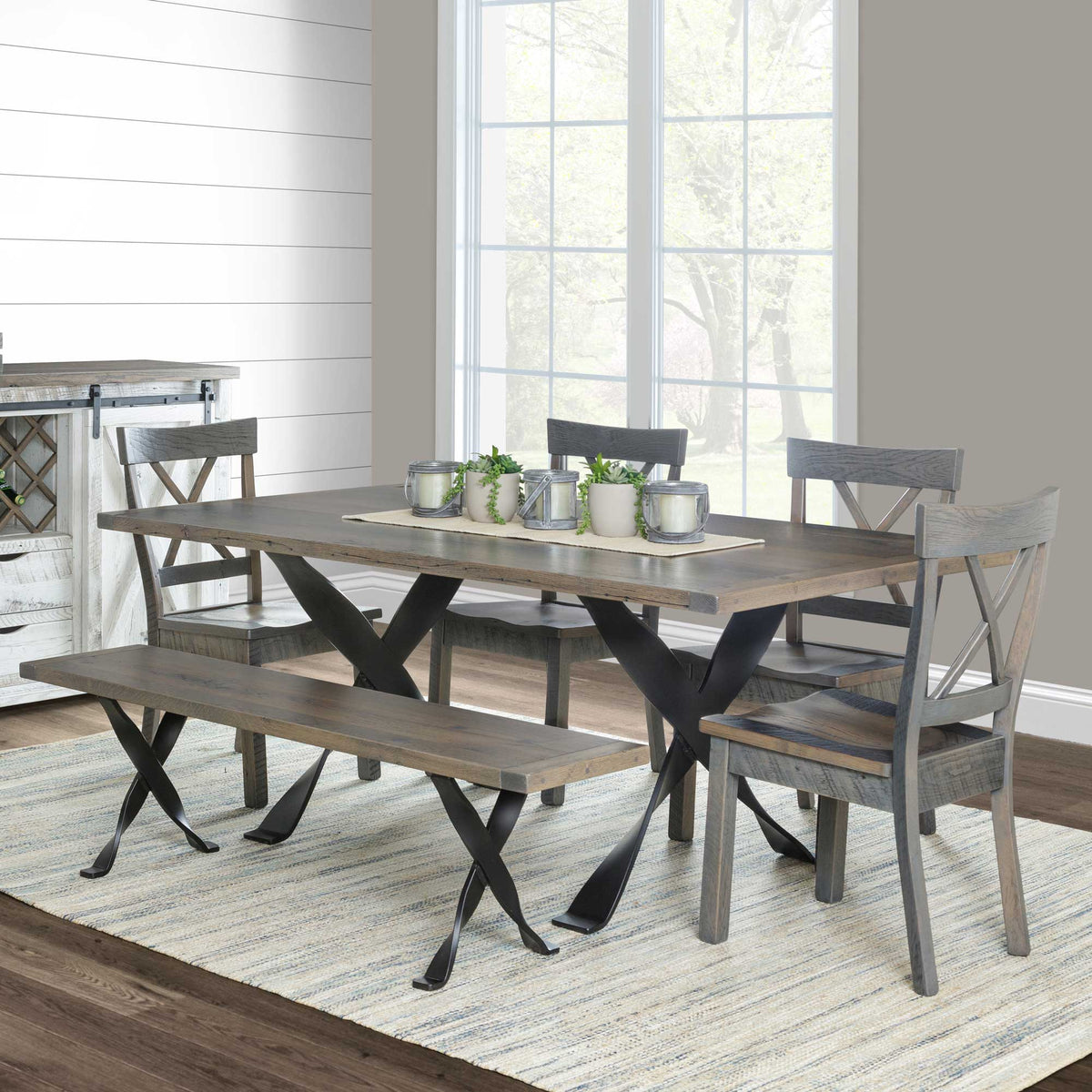 Amish Brandywine Reclaimed Trestle Farm Dining Table