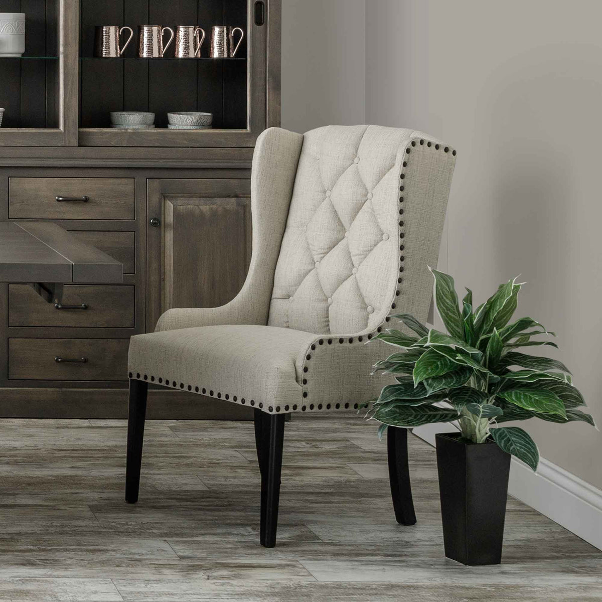 Amish Bradshaw Upholstered Dining Chair with Nail Trim