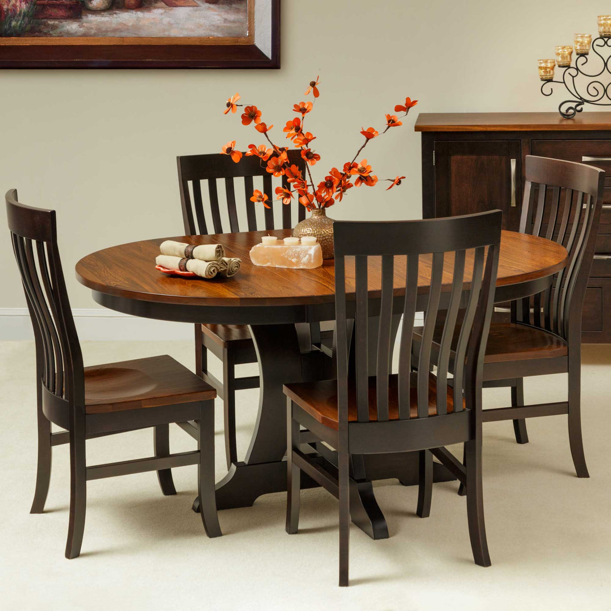 Amish Douglas Round Expandable Pedestal Dining Table