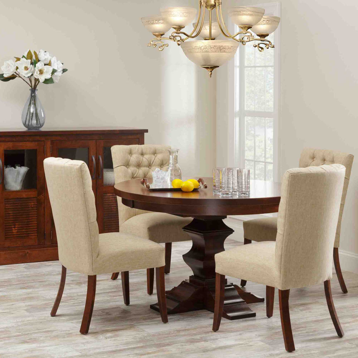 Amish Ramsey Round Expandable Pedestal Dining Table