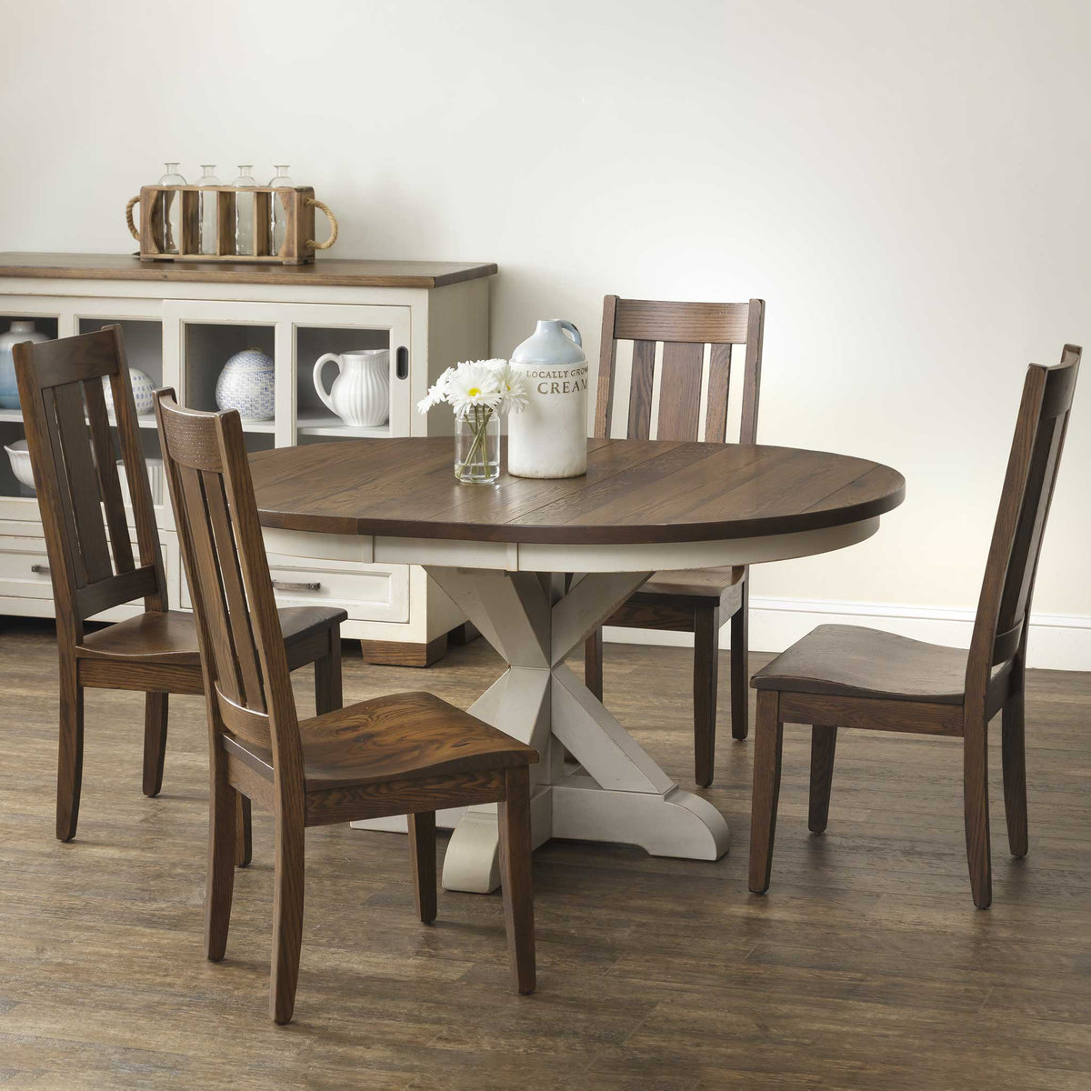 Hudson Round Expandable Amish Solid Wood Pedestal Table