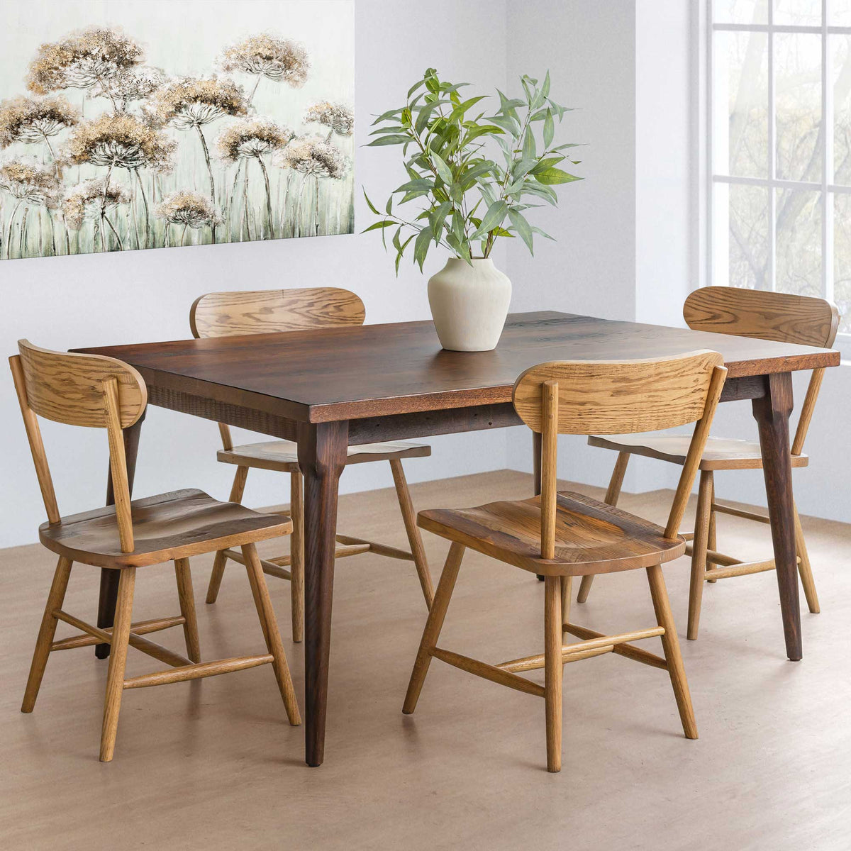 Amish Rustic Barnwood Elliot Farmhouse Table &amp; Chair Set for 4