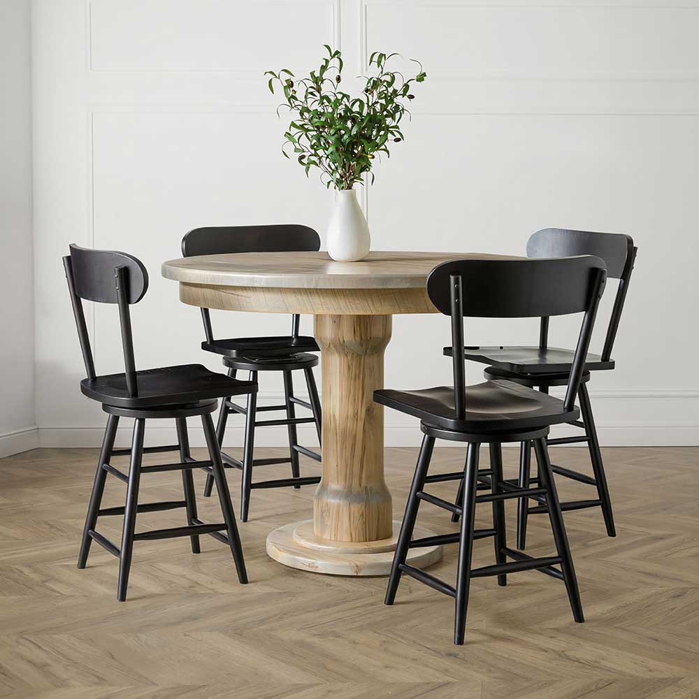 Amish Columbus Reclaimed Barnwood Round Pedestal Dining Table