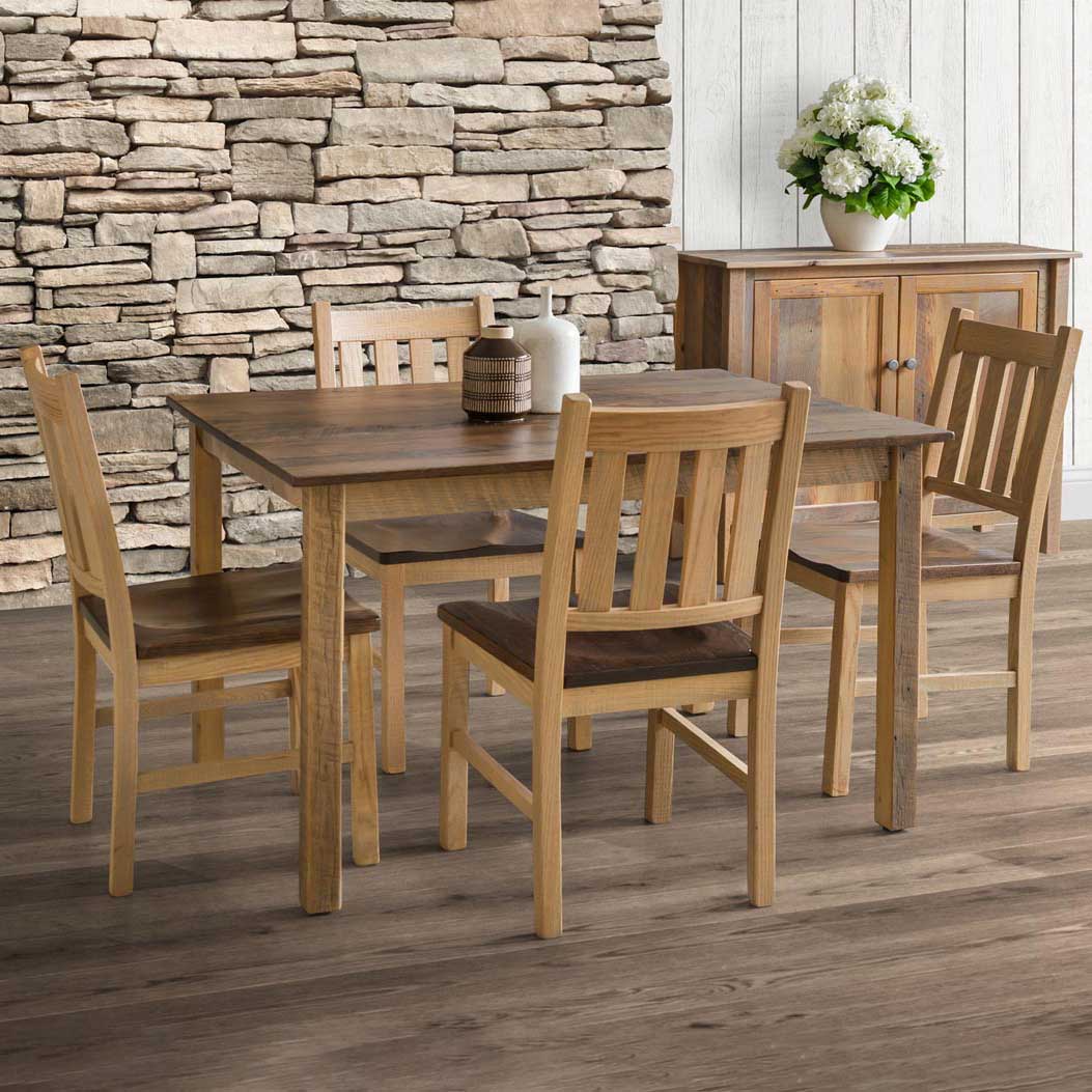 Amish Rustic Barnwood Fransisco Farmhouse Table &amp; Chair Set for 4