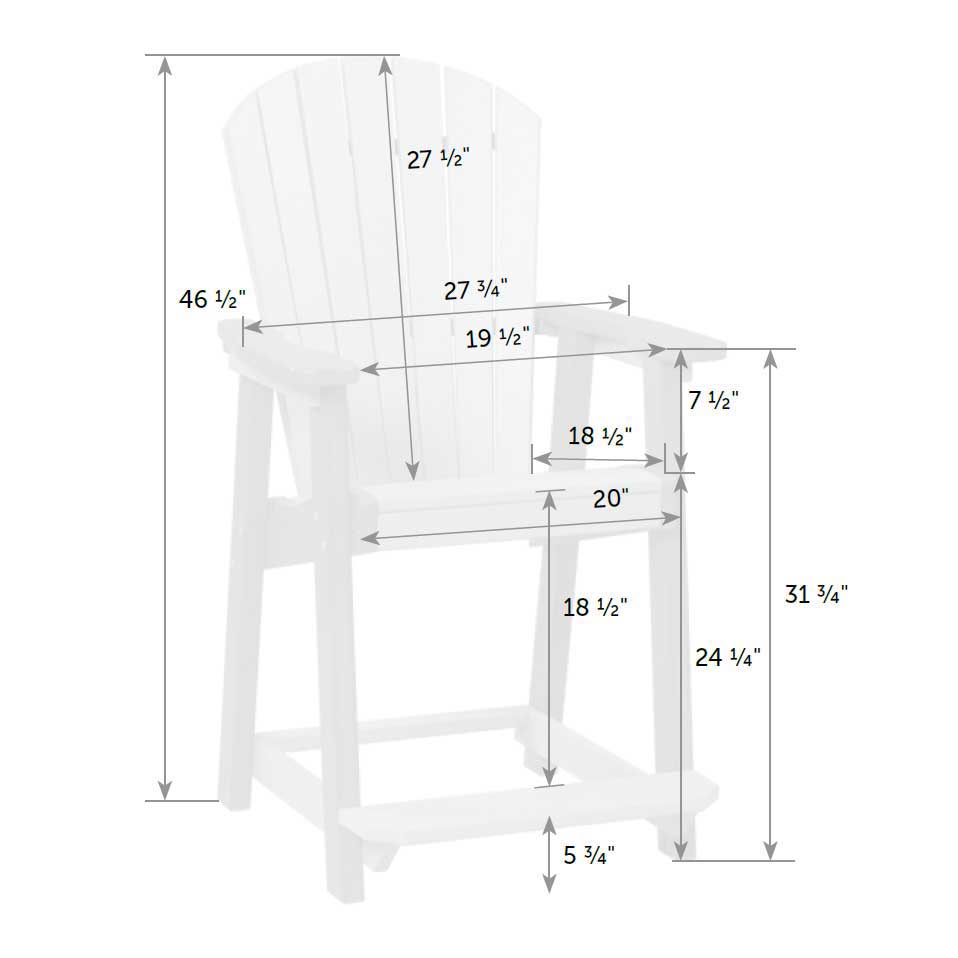 Amish Poly Great Bay Square Patio 5pc Counter Table and Bar Chairs Set