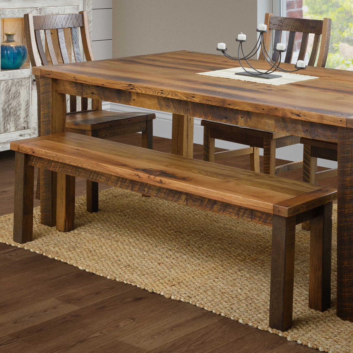 Amish Prairie Reclaimed Barnwood Dining Bench