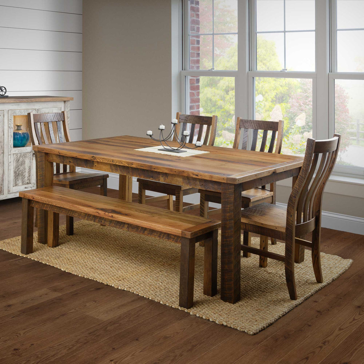 Mesa de comedor Amish Prairie recuperada Barnwood Farm