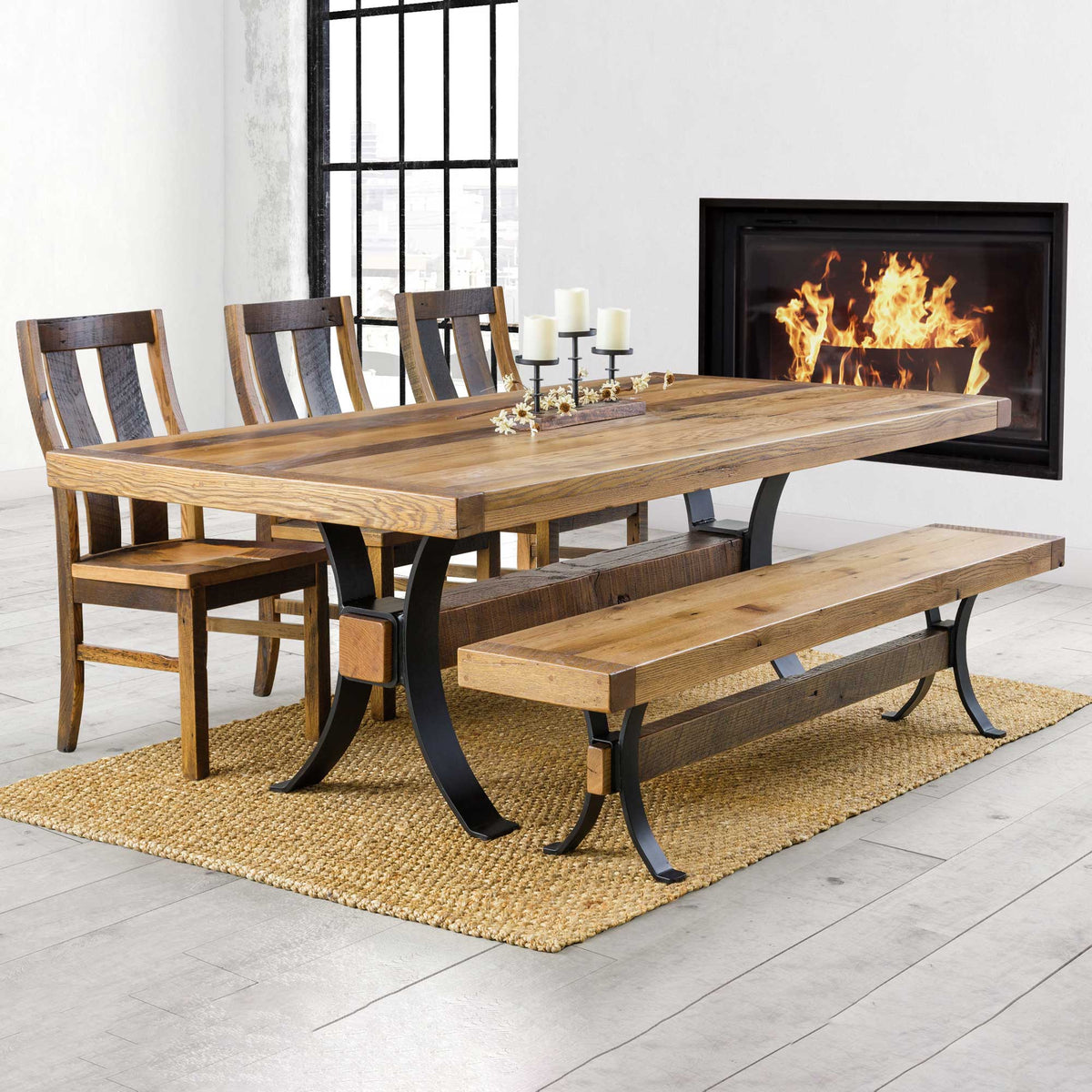 Amish Timber Frame Reclaimed Barnwood Trestle Farm Dining Table