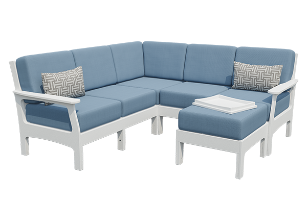 VaraMora Amish Patio 5 pc Corner Sectional Sofa with Ottoman