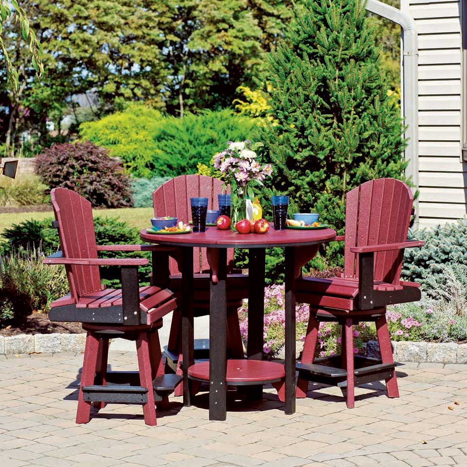 Amish 42&quot; Round Patio Counter Height 5pc Table Set w/ Swivel Chairs - Customizable