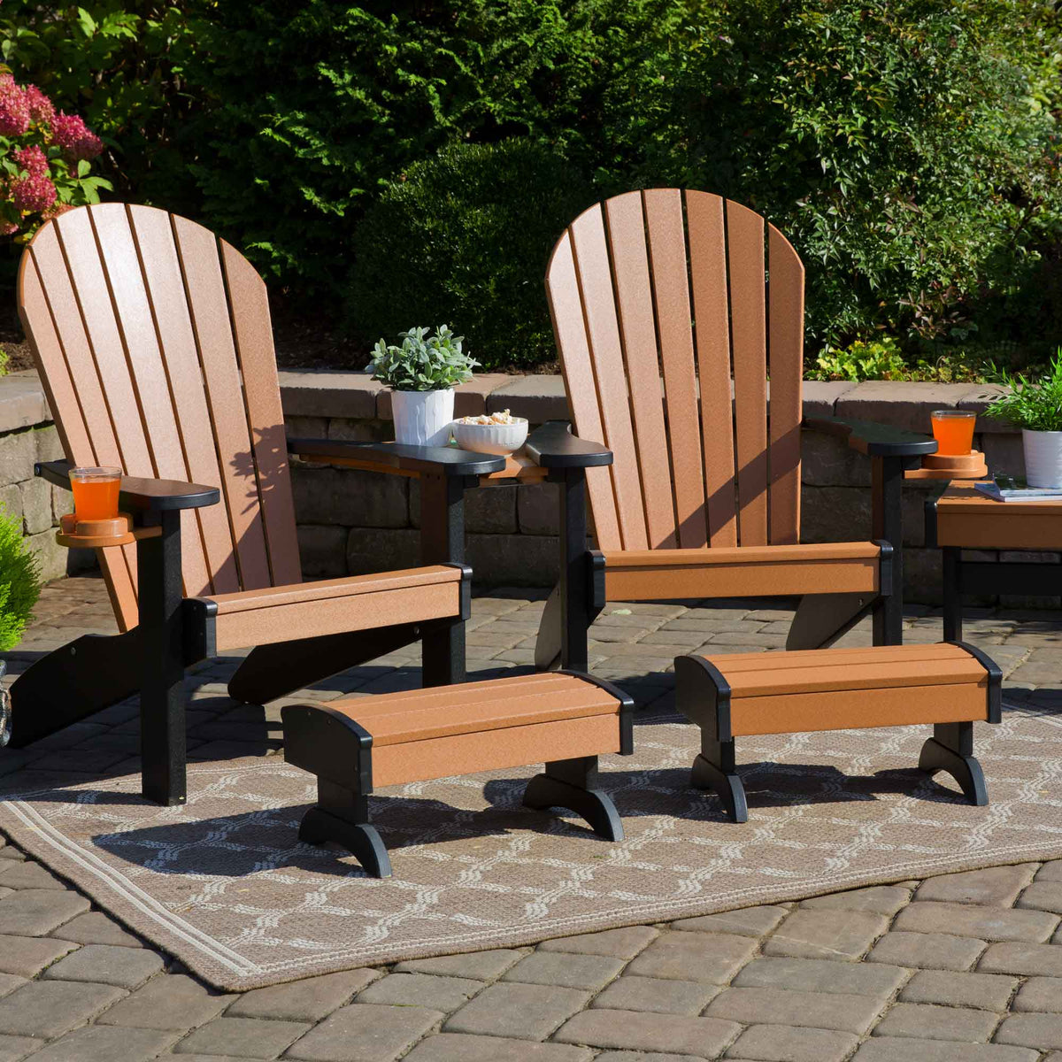 Amish 5 pc Adirondack Chair &amp; Patio Foot Stool Settee Set - Quickship - snyders.furniture