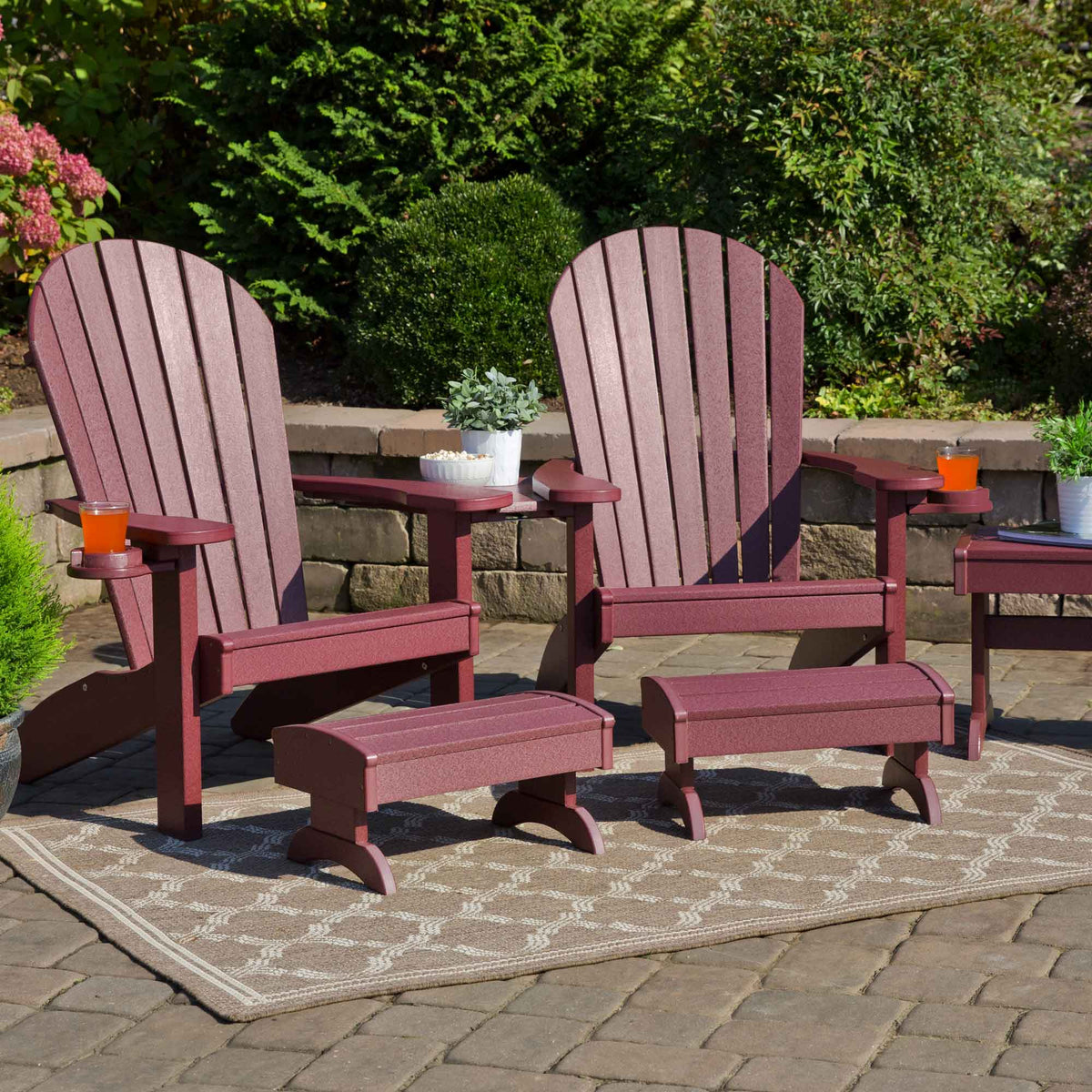 Amish 5 pc Adirondack Chair &amp; Patio Foot Stool Settee Set - Quickship - snyders.furniture