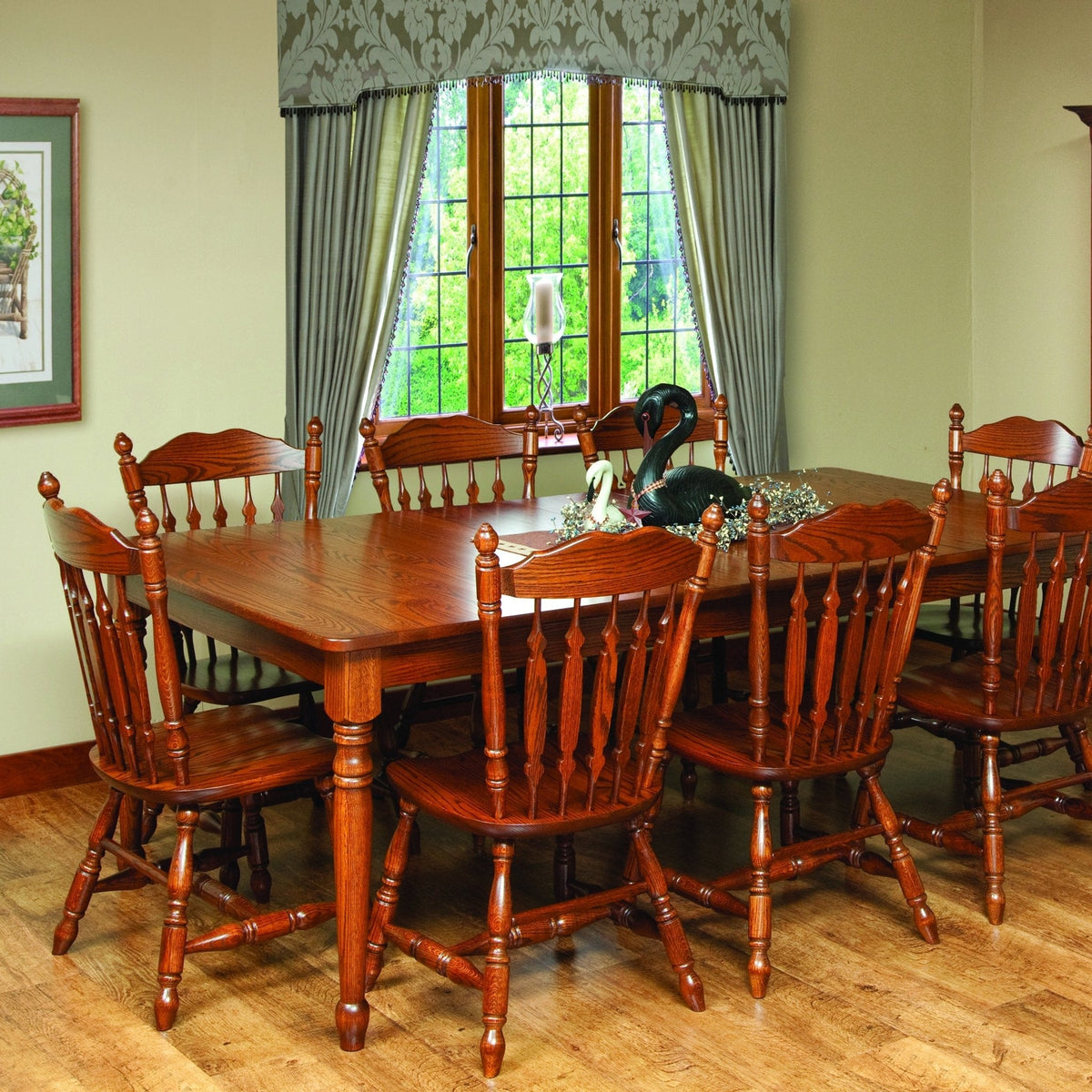 Amish 66&quot; Homestead Turned Leg Dining Set with 6 chairs - snyders.furniture