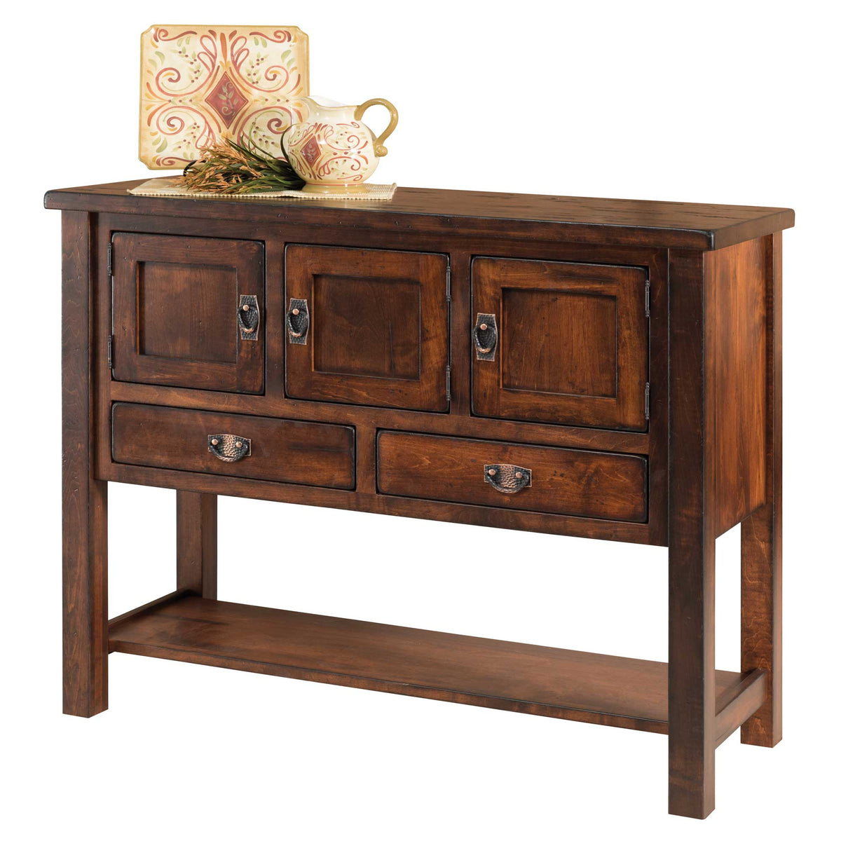 Amish Ancient Mission Rustic Butcher Block Top Dining Sideboard