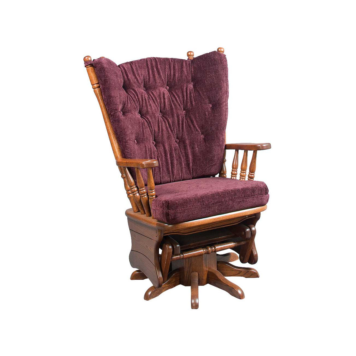 Amish High Wing Back Swivel Glider Rocker with Cushion