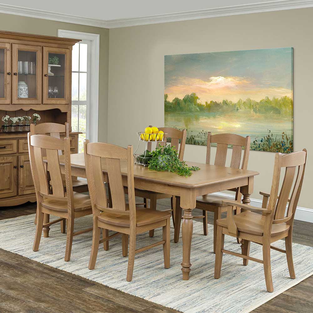 Amish Jasper Rectangular Turned Leg Dining Table