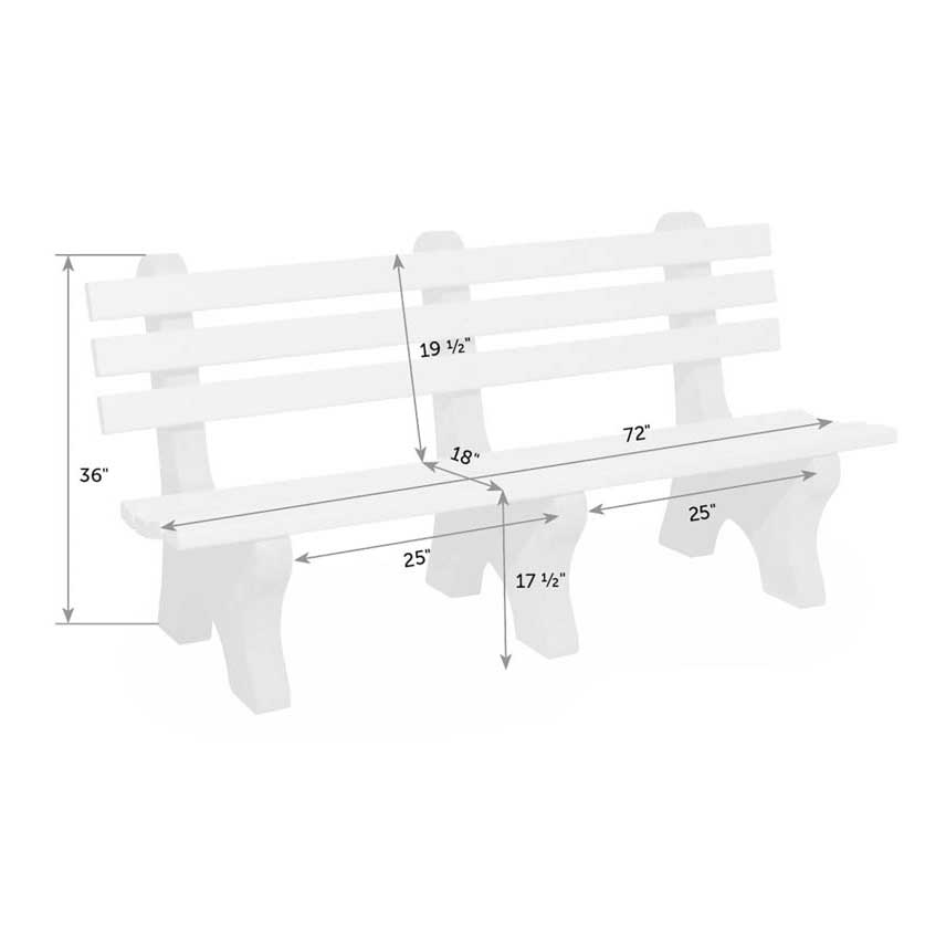 Amish Patio 72&quot; Poly Patio Park Bench with Concrete Legs - snyders.furniture