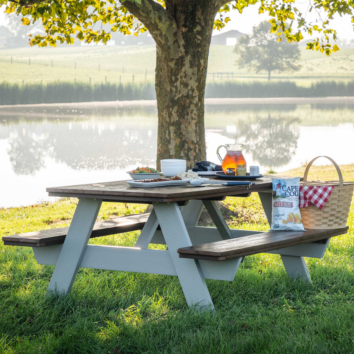 Amish Poly Resin Outdoor 6&#39; Picnic Table - snyders.furniture