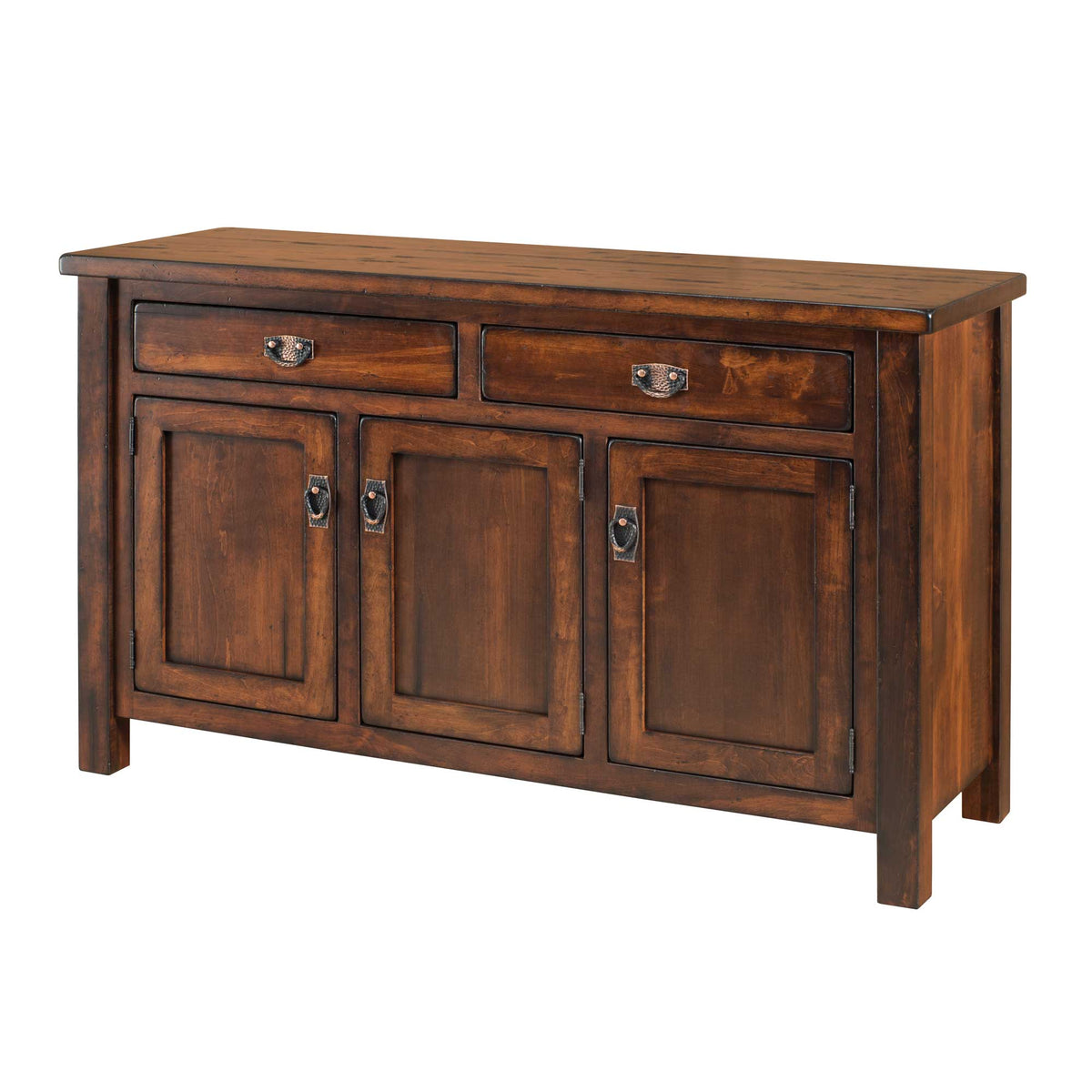 Amish Rustic Ancient Mission Butcher Block Top 3-Door Dining Buffet