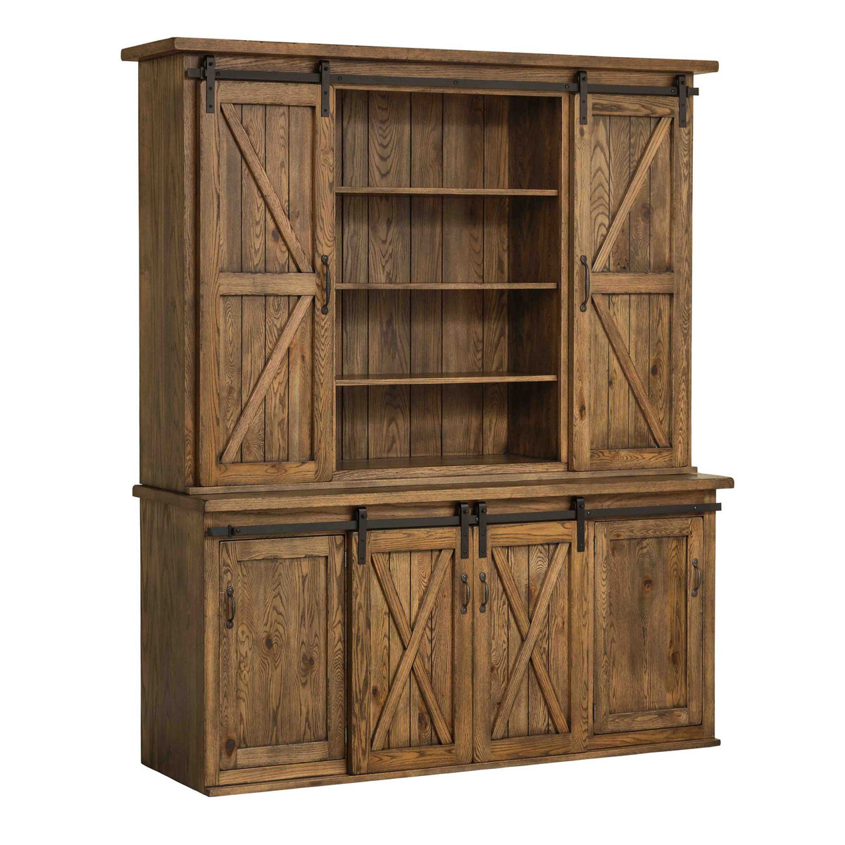 Amish Rustic Pierre Sliding Barn Door Dining Hutch