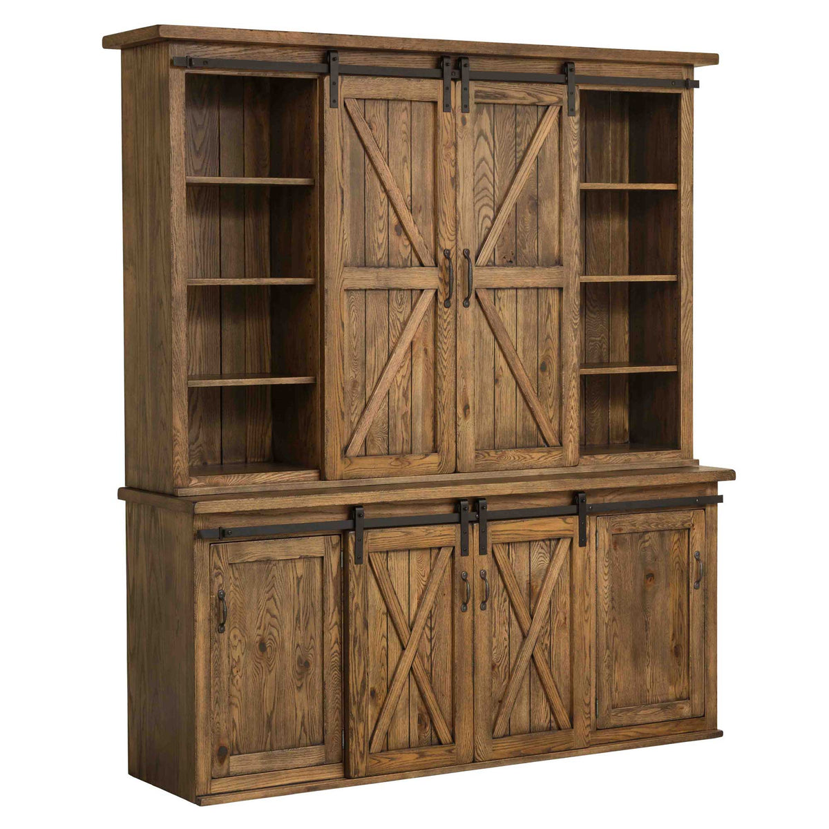 Amish Rustic Pierre Sliding Barn Door Dining Hutch