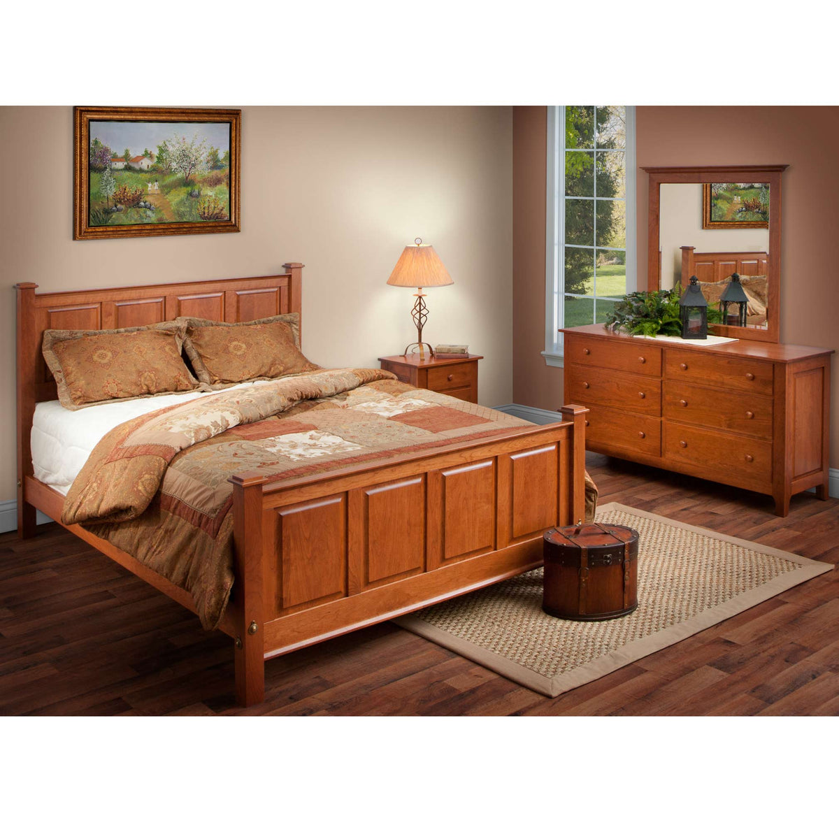 Amish Shaker Windsor 3pc Cherry Queen Bedroom Set - snyders.furniture