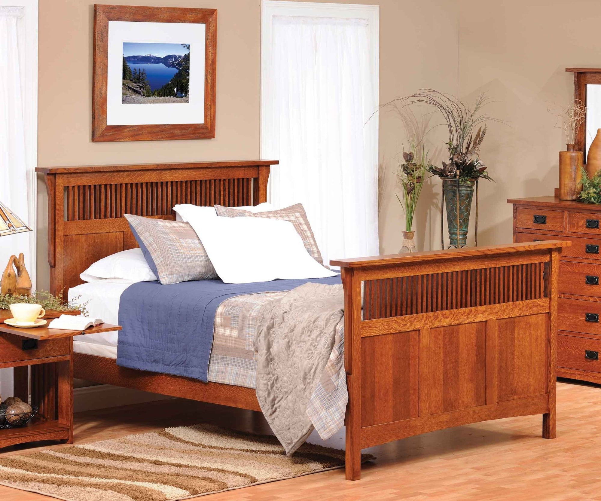 Amish Solid Wood Spanish Mission Grand Mission Bed - snyders.furniture