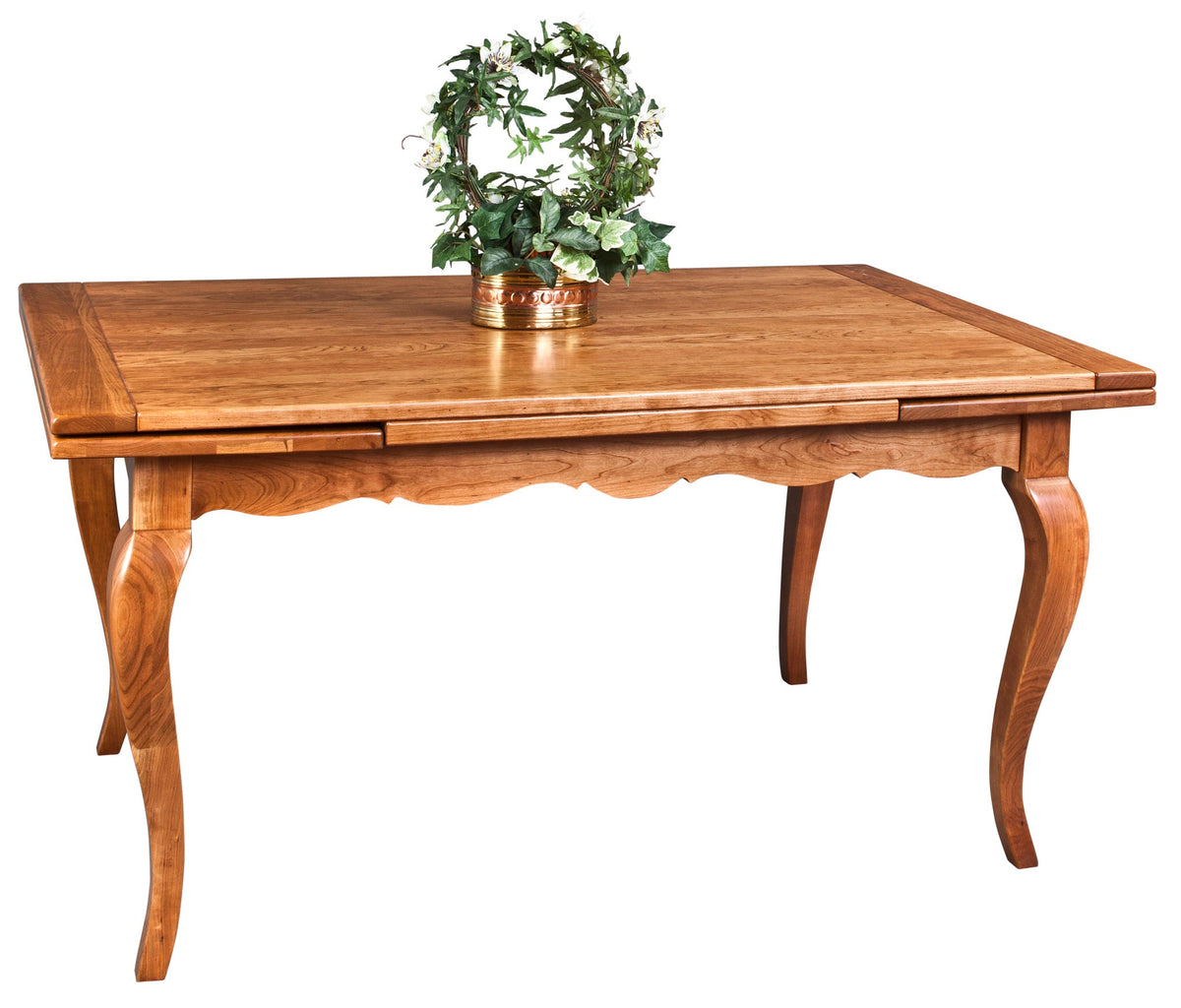 Amish Stow Away Draw Leaf Expandable Dining Table