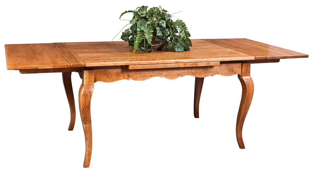 Amish Stow Away Draw Leaf Expandable Dining Table