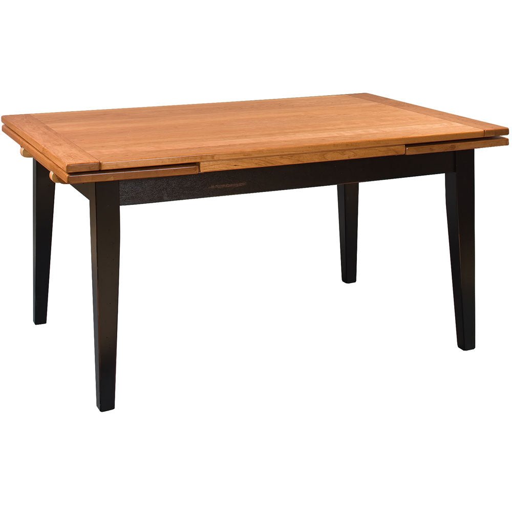 Amish Stow Away Draw Leaf Expandable Dining Table