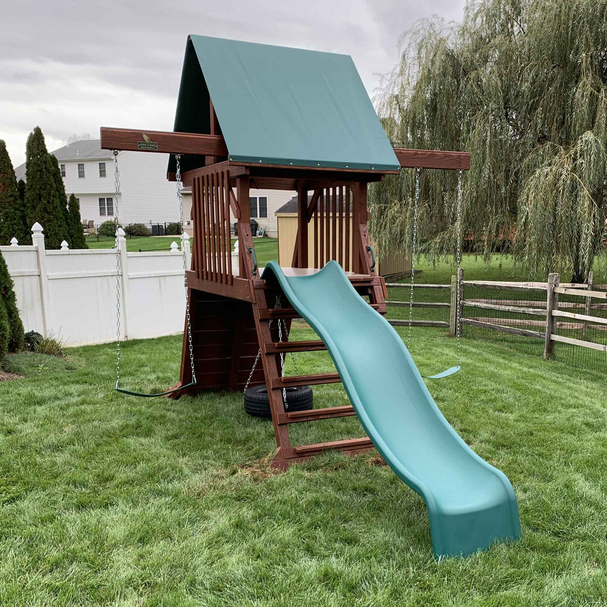 Amish Summit Outdoor Play Wood Swing set - Quick Ship - snyders.furniture