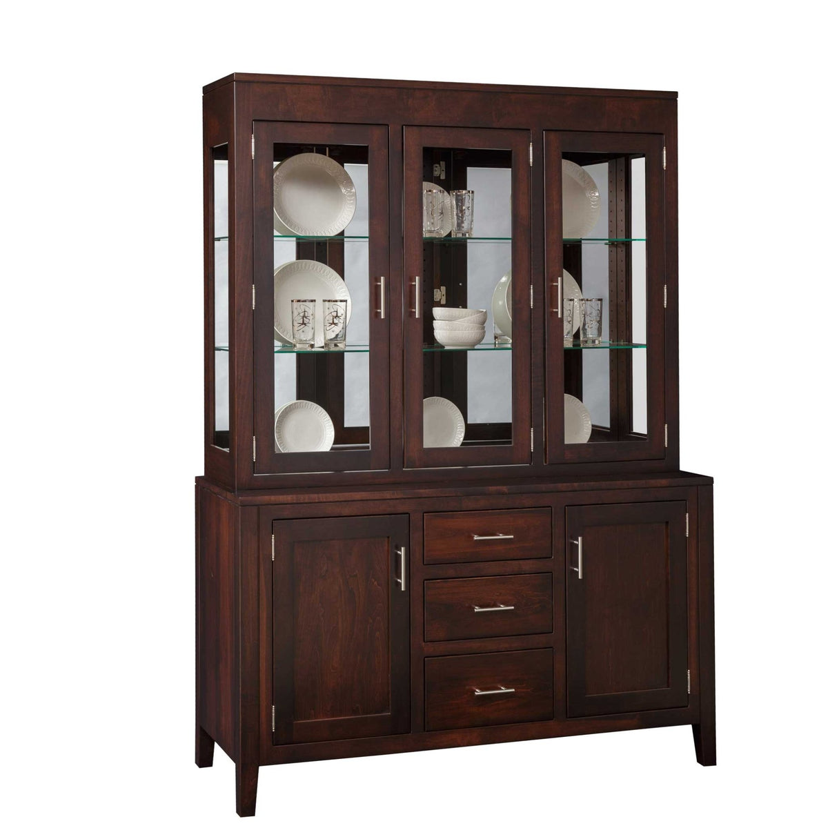 Amish Tuscany Modern Mirror Back Hutch