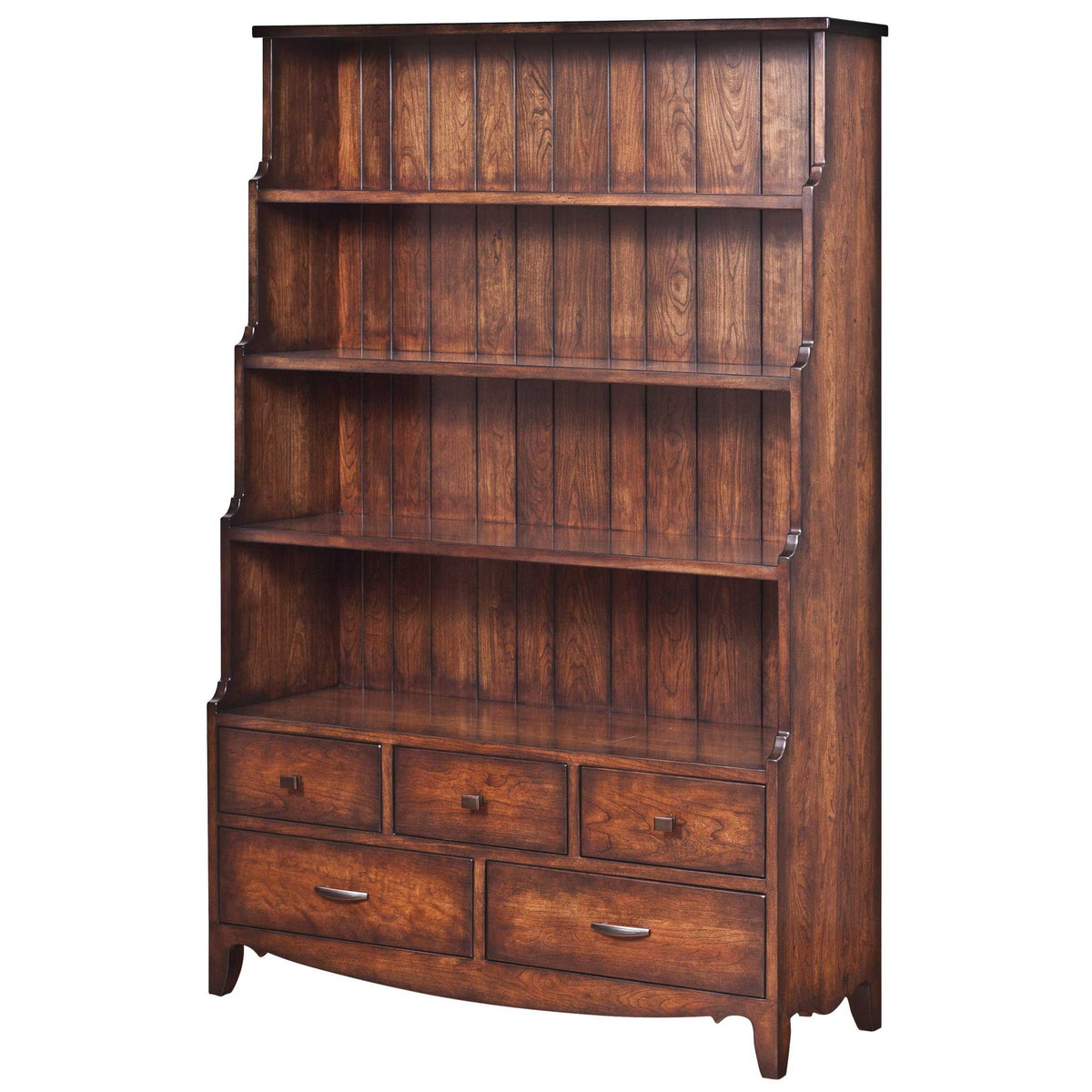 Amish Waverly 73&quot;h Step Back Bookcase with Drawers