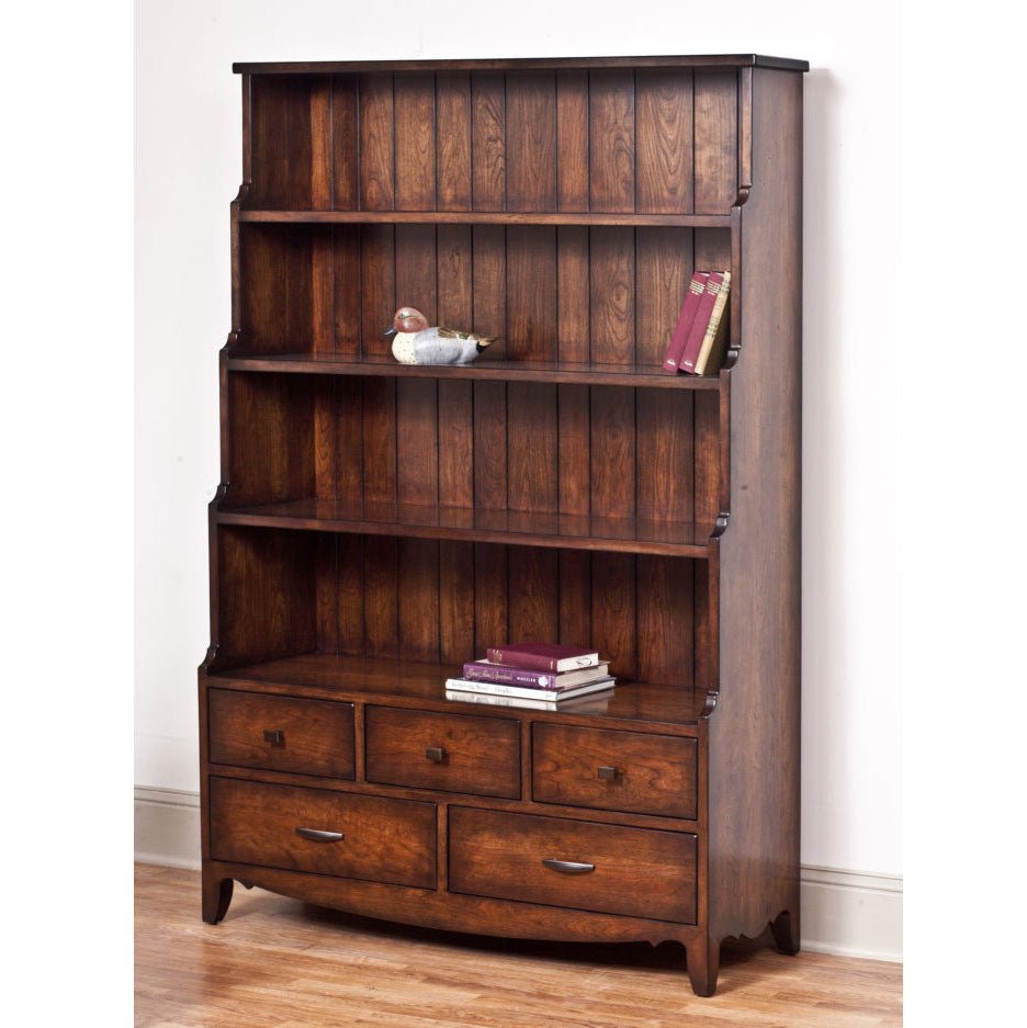 Amish Waverly 73&quot;h Step Back Bookcase with Drawers