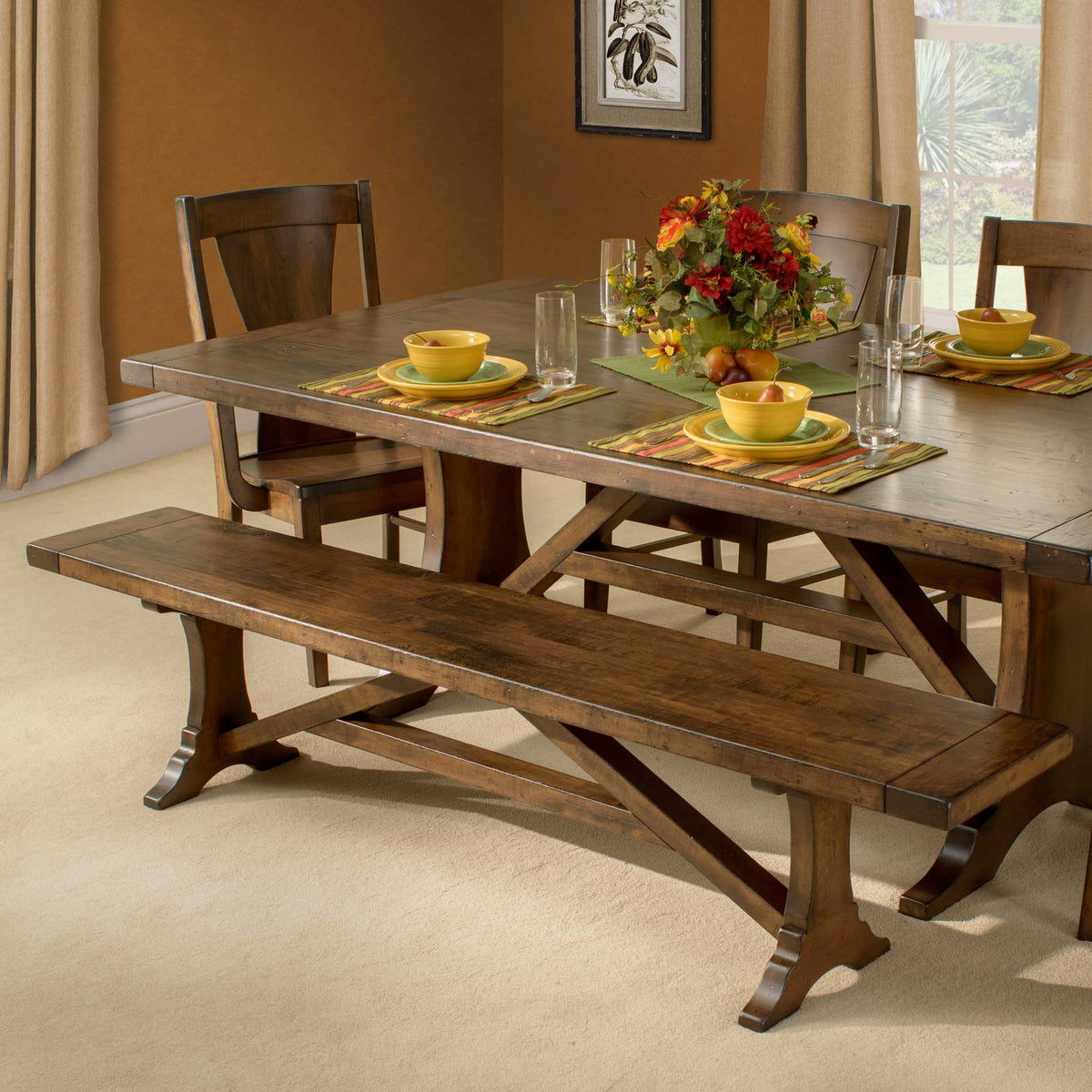 Westin Amish Solid Wood Dining Trestle Bench