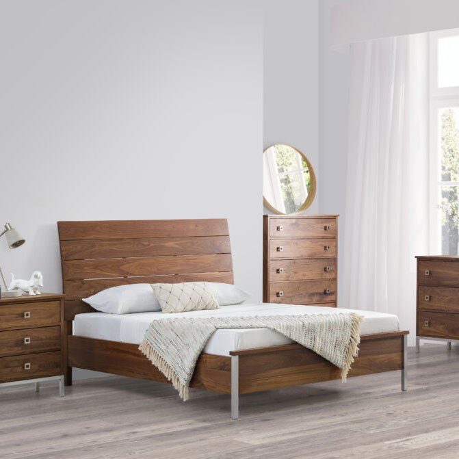 Amish Danish Mid-Century Modern Solid Wood Queen 4pc Bedroom Set - snyders.furniture