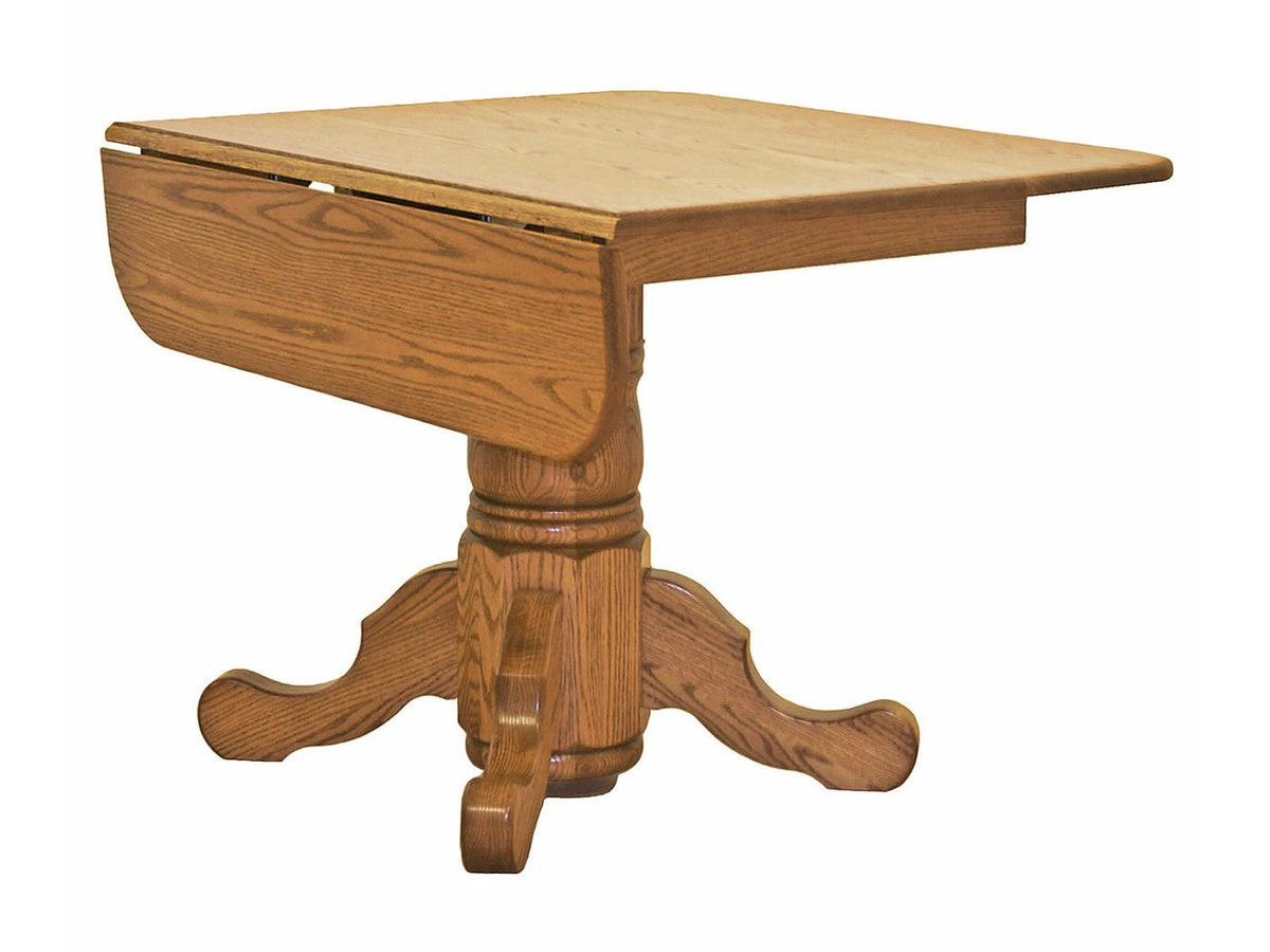 Amish Solid Wood Drop Leaf Single Pedestal Table - snyders.furniture